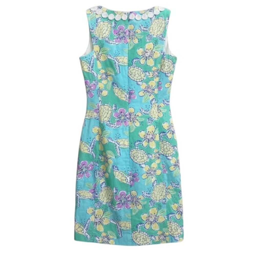 Lily Pulitzer Ginny Shift Dress Moving Slowly Sea Turtles size 2 - Picture 4 of 4